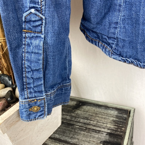 Juicy Couture Blue Denim Button Up Long Sleeve Western Cowgirl Medium Wash Top M - Picture 4 of 7